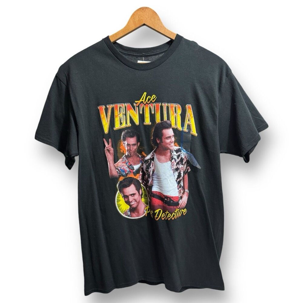 Ace Ventura Pet Detective Movie Graphic T-shirt Men L Black Short Sleeve